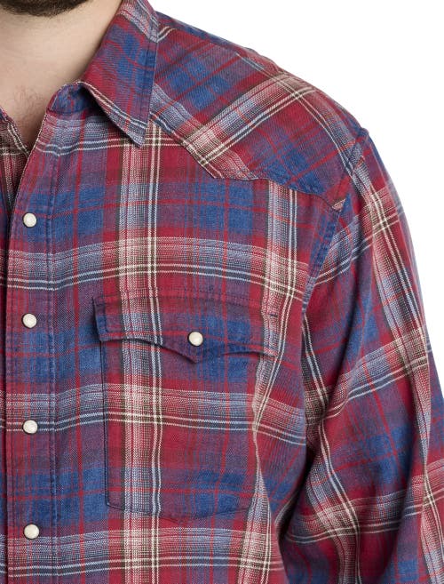 Lucky Brand Indigo Plaid Western Sport Shirt In Multi