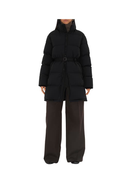 Shop Burberry Nylon Puffer Coat In Black/snug