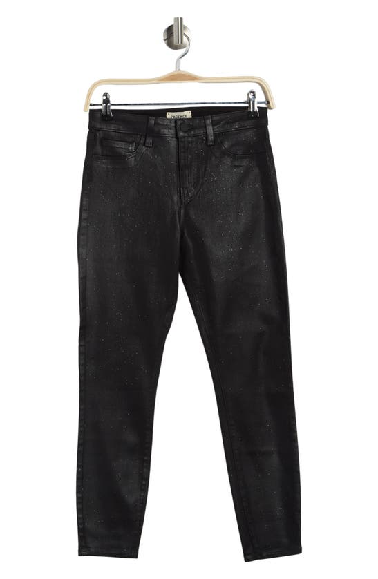 L Agence Margot Coated Crop High Waist Skinny Jeans In Noir/ Silv Gltr Coated