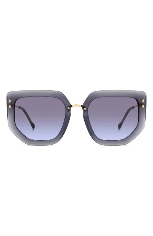 55mm Gradient Cat Eye Sunglasses in Grey Gold/Grey Shaded Blu