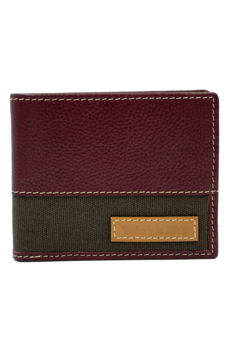 TIMBERLAND Pro Milled Leather Bifold Wallet, Main, color, BURGUNDY