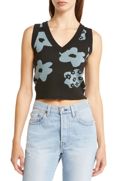 CONEY ISLAND PICNIC In Bloom Floral Sweater Vest in Pirate Black Print