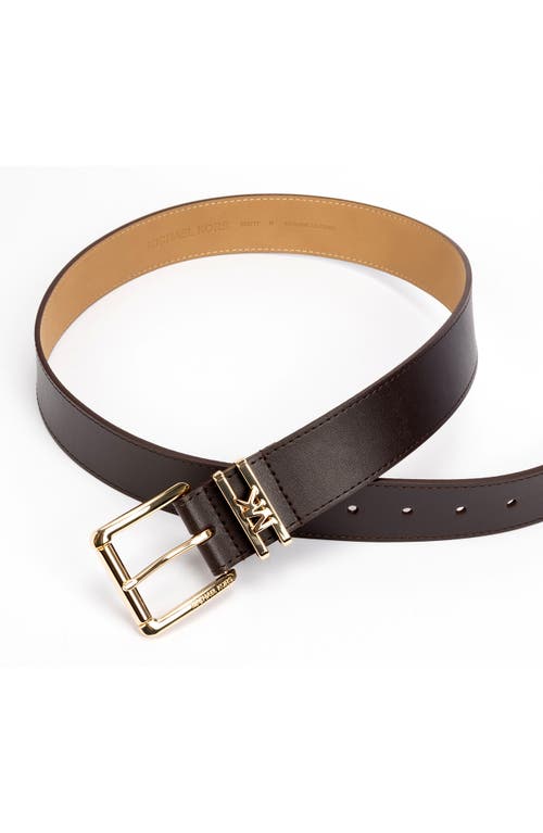Michael Michael Kors Leather Belt In Chocolate