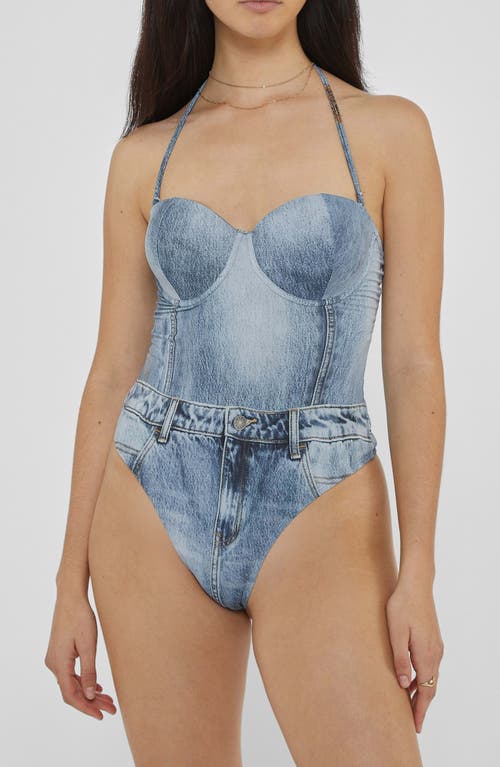 Guess Go Denim Print One-piece Swimsuit In Go Denim Printed