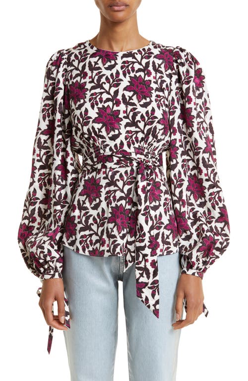 Ted Baker London Terre Print Floral Peplum Blouse in White