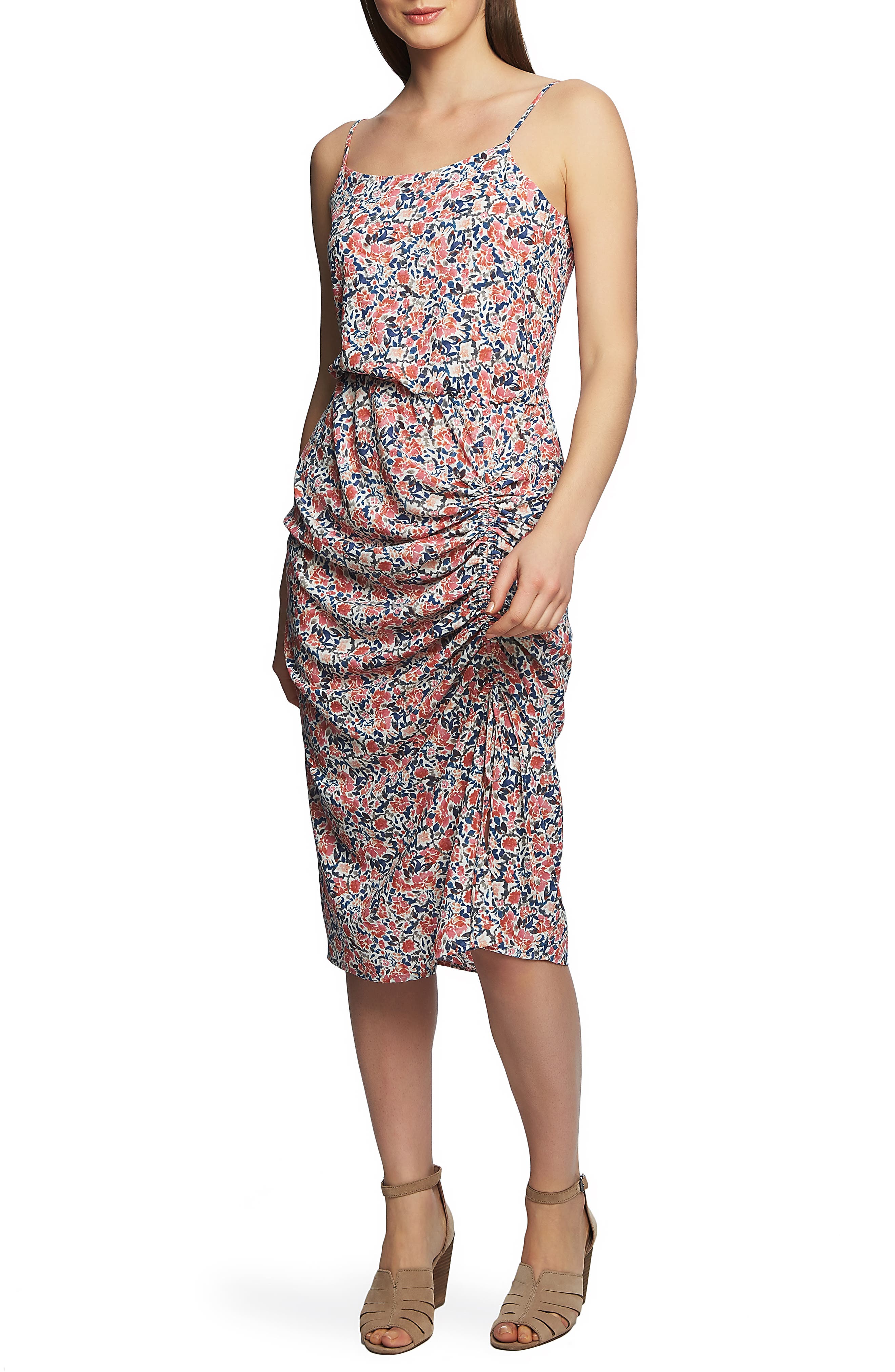 1.state Sunwashed Floral Midi Dress, Pink