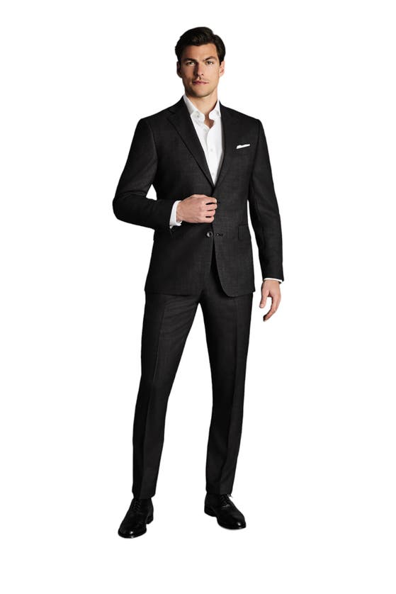 Shop Charles Tyrwhitt Slim Fit End On End Ultimate Performance Suit Jacket In Charcoal Grey