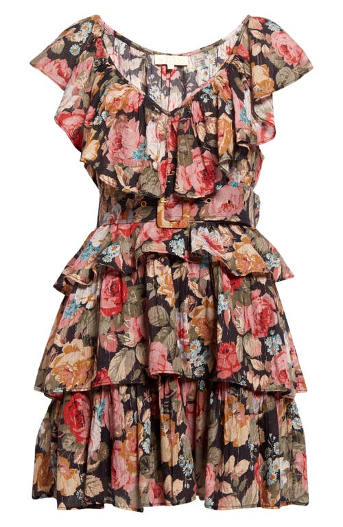 byTiMo Bohemian Metallic Floral Ruffle Dress in 512 - Rose Garden