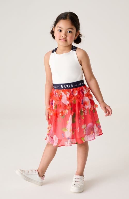 Shop Ted Baker Baker By  Kids' 3d Floral Fit & Flare Dress In Red