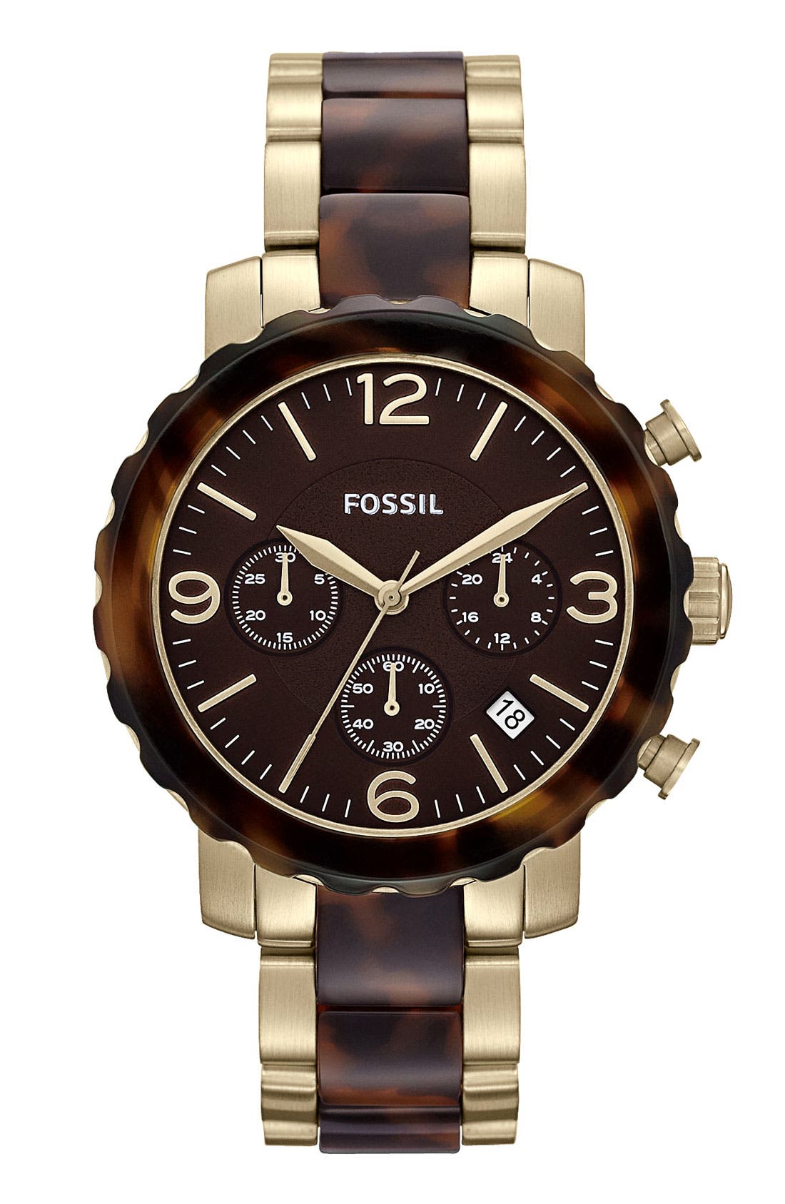 Fossil Tortoiseshell Round Chronograph Bracelet Watch Nordstrom