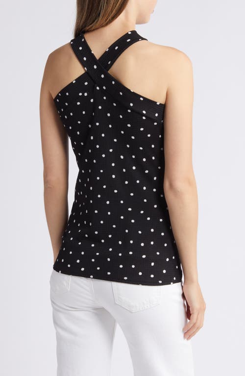 Shop Loveappella Polka Dot Halter Top In Black