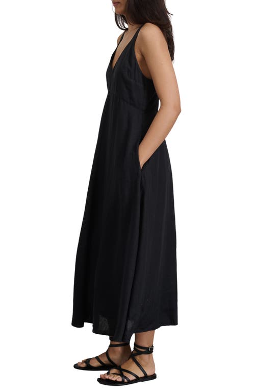 Shop Alex Mill Breanna Convertible Strap Linen Midi Dress In Black