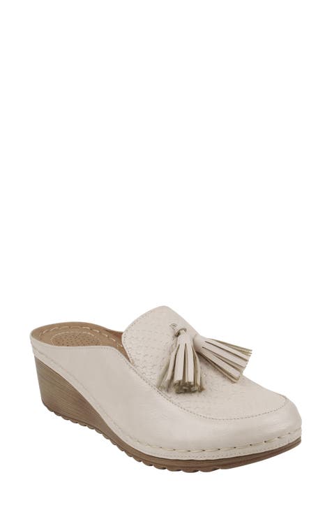 Mule via mia store tassel off white