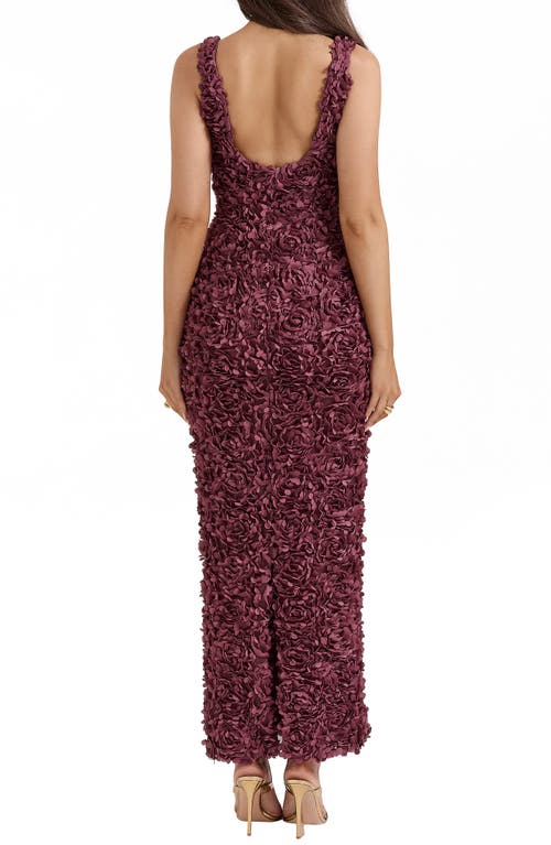 Shop House Of Cb Carena Flower Appliqué Gown In Nocturne