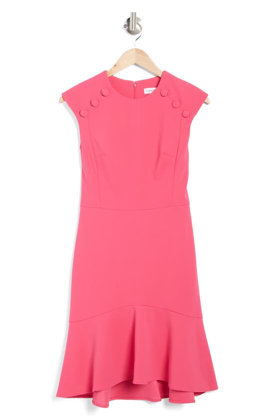 Calvin Klein Button Flounce Hem Dress In Hibiscus | ModeSens