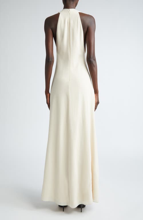 Shop Brandon Maxwell The Banks Plunge Neck Wool Blend Dress In Ivory