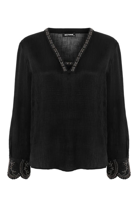 Shop Nocturne Stone Embroidered Blouse In Black