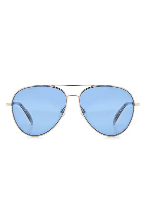 rag & bone 59mm Aviator Sunglasses in Gold Beige/Blue at Nordstrom