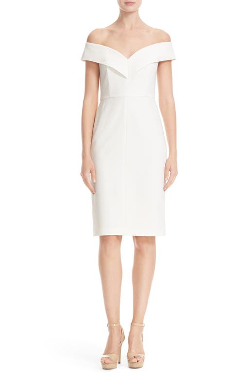Alice + Olivia Luana Off the Shoulder Sheath Dress in Off White