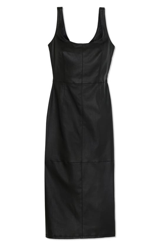 Shop St John Sleeveless Stretch Leather Dress In Black