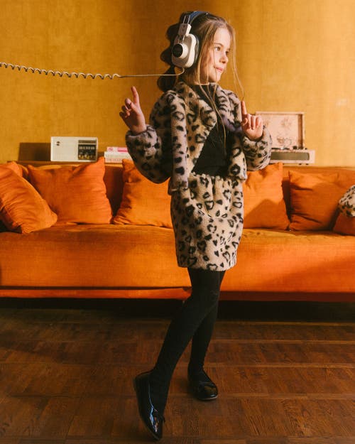 Deux Par Deux Girl's Printed Faux Fur Skirt Leopard In Printed Hearts