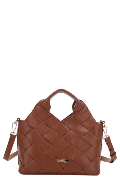 Shop Mali + Lili Lucy Woven Vegan Leather Tote In Cognac