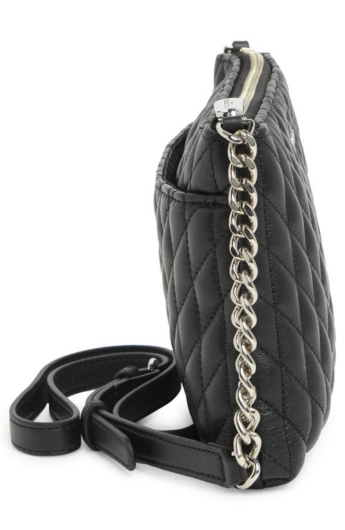 Shop Karl Lagerfeld Paris Karolina Top Zip Leather Crossbody Bag In Black/silver