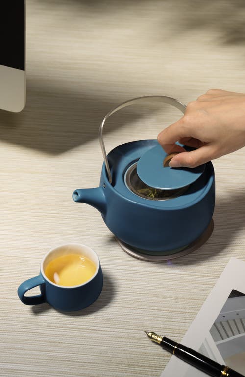 Ohom Leiph Self-heating Teapot Set In Navy Blue