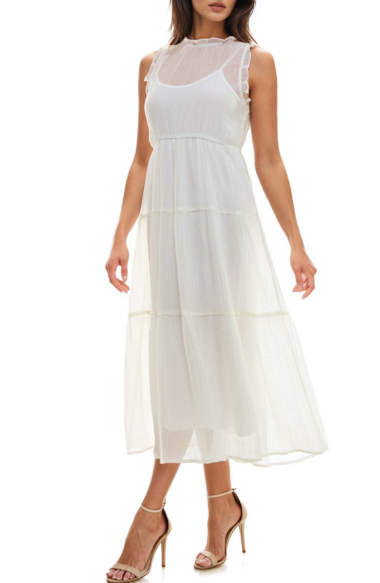 Socialite Crinkle Tiered Sleeveless Midi Dress | Nordstrom