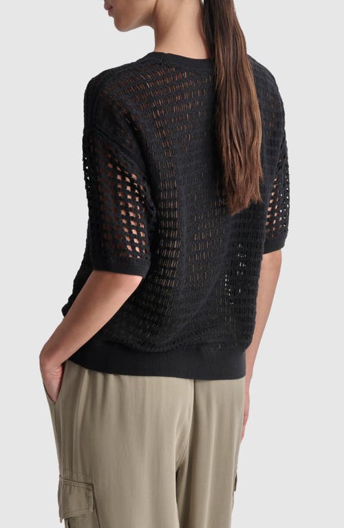 Dkny Open Stitch Sweater In Black