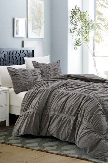 California Design Den King Ruched Gathered Comforter Set Charcoal Gray Hautelook