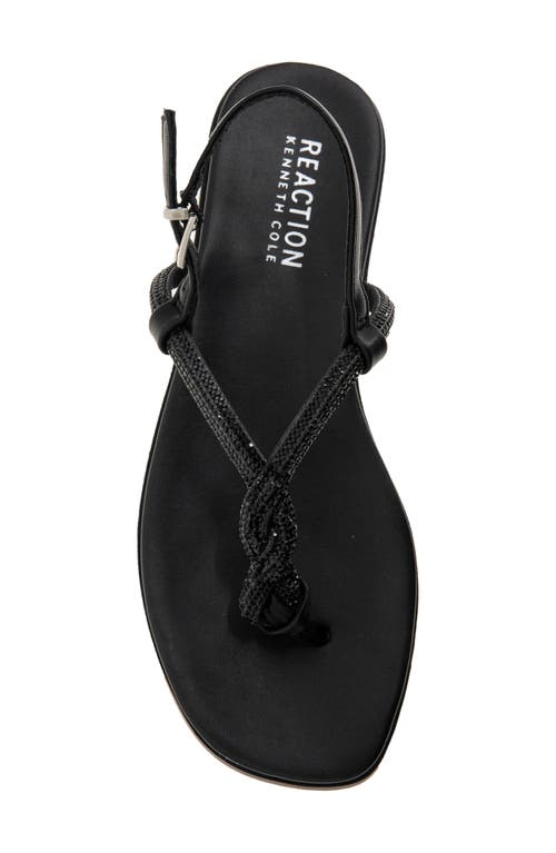Reaction Kenneth Cole Whitney Crystal Strap Flat Sandal In Black Metallic