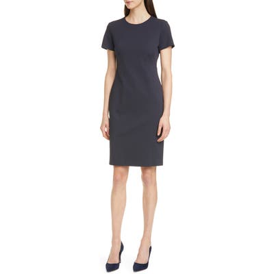 Boss Dijersa Herringbone Texture Sheath Dress, Blue
