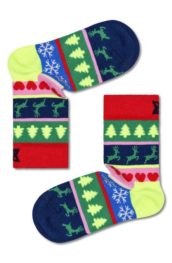 Shop Happy Socks Kids' Assorted 3-pack Holiday Crew Socks Gift Box In Red