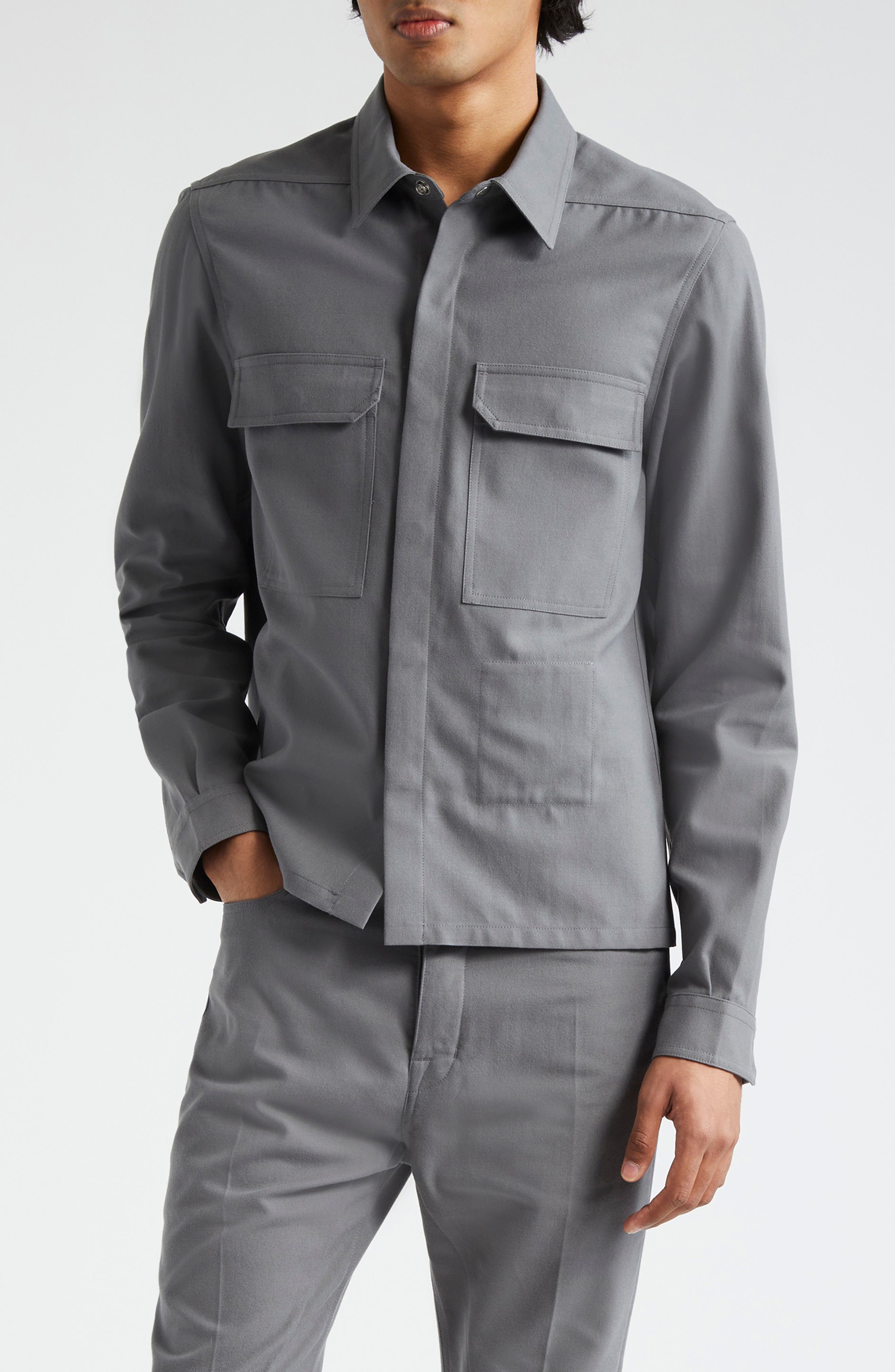 Rick Owens button-up cotton shirt jacket - Black