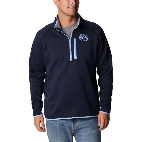 Men's Columbia Navy North Carolina Tar Heels Canyon Point Omni-Shield Raglan Half-Zip Pullover Top