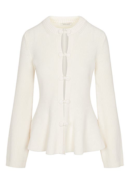 Rebecca Taylor Novlety Wool Peplum Cardi In Cream