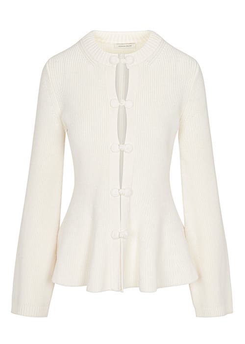 Shop Rebecca Taylor Novlety Wool Peplum Cardi In Cream