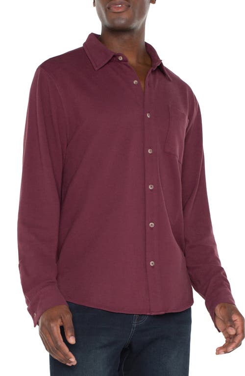 Shop Liverpool Knit Button-up Shirt In Wine