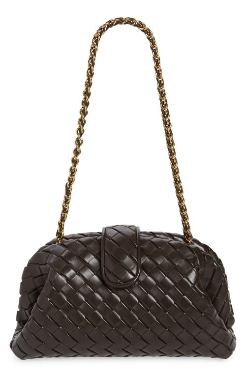 Shop Bottega Veneta The Lauren 1980 Intrecciato Leather Clutch In Fondant/m Brass