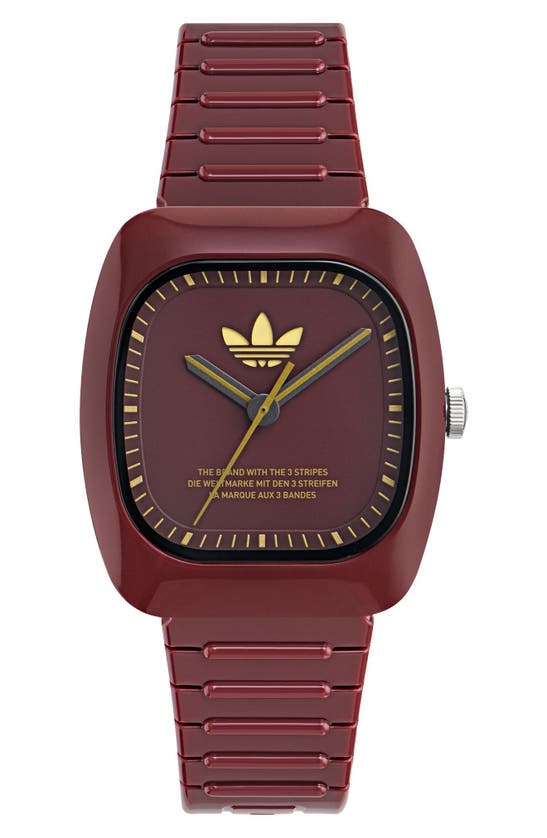 Shop Adidas Originals Ao Bracelet Watch In Burgundy