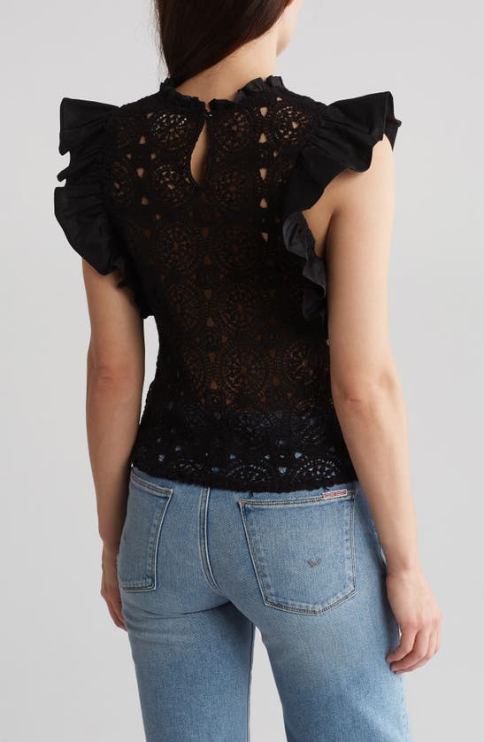 Shop By Design Emma Cotton Crochet Top In Black