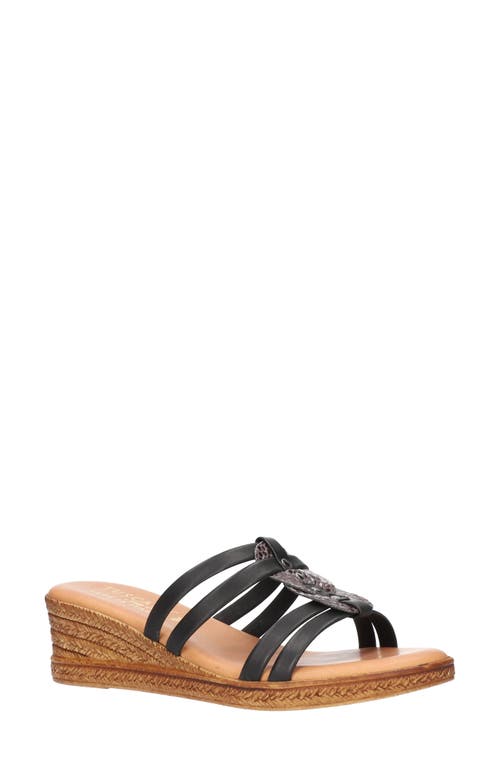 TUSCANY by Easy Street Micola Wedge Slide Sandal in Black Snake Faux Leather at Nordstrom, Size 8