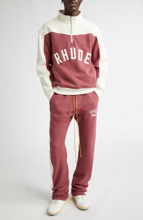 Shop Rhude Chamonix Cotton Half Zip Pullover In Maroon/off White