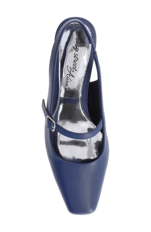 Shop Easy Street Cameo Slingback Mary Jane Pump In Navy Satin