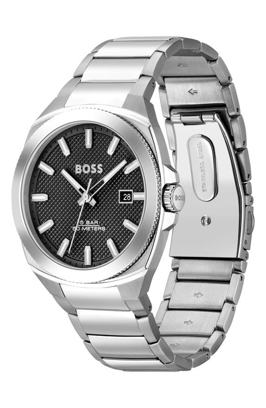 Shop Hugo Boss Walker Bracelet Watch, 41mm In Black/ Silver
