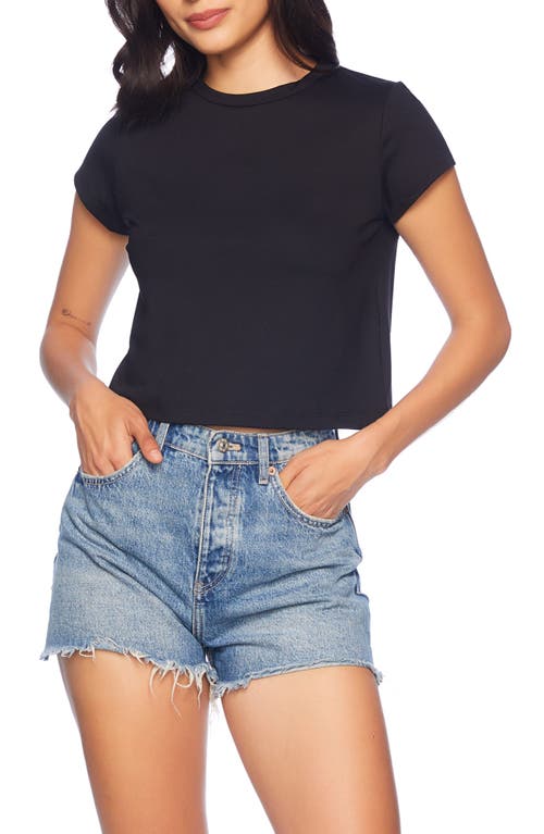 Shop Susana Monaco Crop Crewneck T-shirt In Black