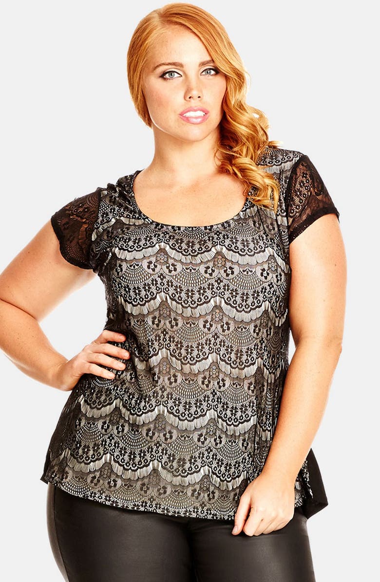 City Chic Lace Overlay Top (Plus Size) | Nordstrom