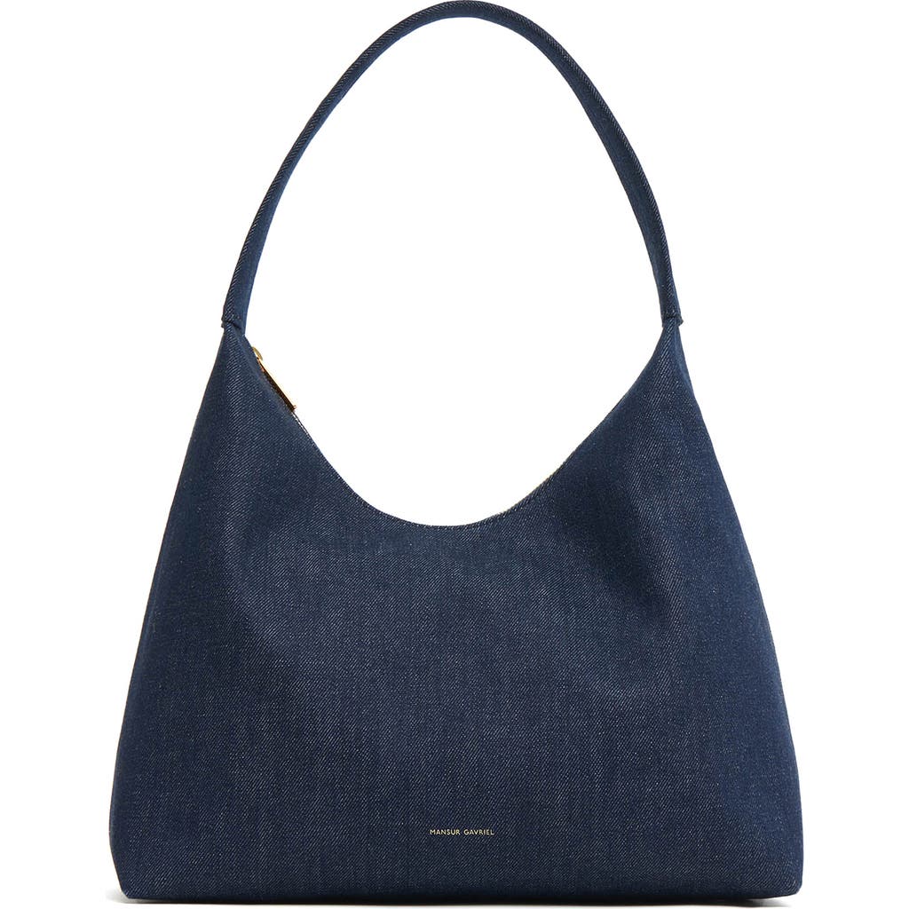 Mansur Gavriel Candy Denim Hobo Bag In Dark Blue
