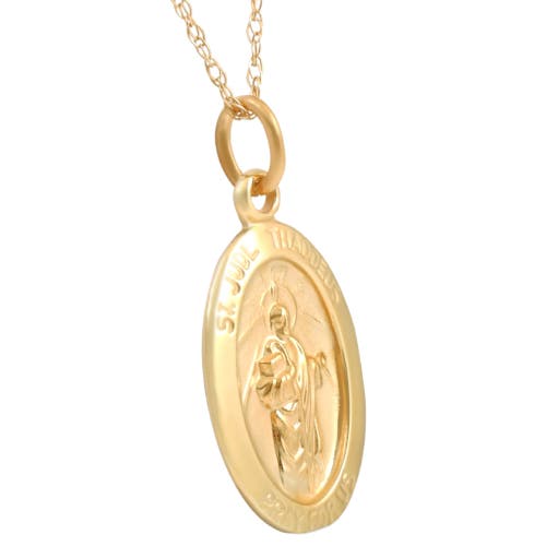 Bliss Diamond 14k Gold Gold St. Jude Thaddeus Medal Pendant .5" Tall 1 Gram In Yellow Gold